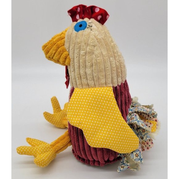 Original Les Deglingos Chicken Hen Plush  11" Red Yellow Pink Blue - Picture 4 of 11